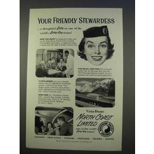 1955 Northern Pacific Railway Ad - Friendly Stewardess