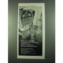 1969 Seagram's Crown Royal Bourbon Ad - Price of Fifth