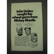 1972 Kretschmer Wheat Germ John Unitas Mickey Mantle Ad