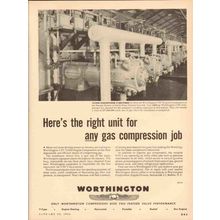 WORTHINGTON CORP 1954 right unit any gas compression job vintage ad