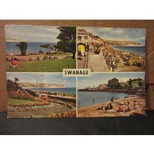 SWANAGE, DORSET multiview used vintage postcard 1965 pm =