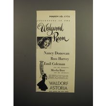 1951 Waldorf Astoria Hotel Ad - Presenting in the Wedgwood Room Nancy Donovan