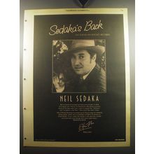 1974 Neil Sedaka Sedaka's Back an Album on Rocket records Advertisement