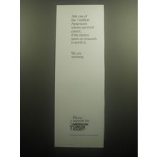 1993 American Cancer Society Ad - Ask one of the 3 million Americans