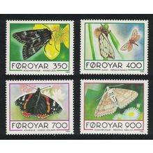 Faroe Is. Butterflies and Moths 4v 1993 MNH SG#245-248 MI#252-255 Sc#256-259