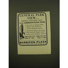 1961 Barbizon-Plaza hotel Advertisement - Central Park View