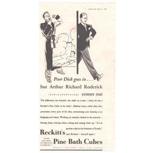 Reckitt's PINE BATH CUBES Radio Announcer : - Original 1940 WWII Magazine Advert