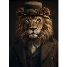Lion In A Suit Print Animal Wall Art Framed Picture Lion Artwork Big Cat Gift Ar