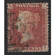 GB 1858 QUEEN VICTORIA 1d RED PLATE 175 USED SG43 / 44 " CB "