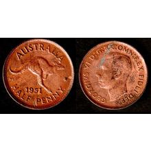 Australia Half Penny 1951 Used Coin 1/2d Geo VI Kangaroo