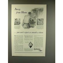 1929 Gillette Razor Blade Ad - Away from Home!