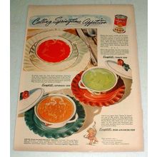 1944 Campbell's Soup Ad - Tomato, Asparagus, Bean