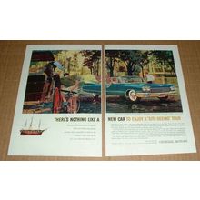 1960 GM 2-pg Ad w/ Cadillac Coupe de Ville Car - NICE!