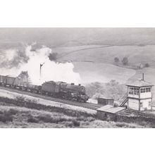 Engine 42771 Denthead Signal Box Station Freight Train Railway Postcard
