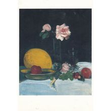 Leslie Hunter Still Life With Melon 1931 Artist Signed Painting Postcard