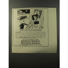 1953 American Express Travelers Cheques Ad - Cartoon by Syd Hoff