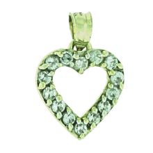 New 14K Solid Yellow Gold Heart White CZ Pendant Charm 1 Gram 18 x 13 mm