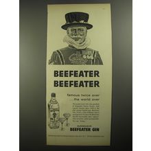 1956 Beefeater Gin Ad - Beefeater Beefeater Famous twice over the world over