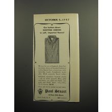 1957 Paul Stuart Shirts Ad - Our button-down Scottish Checks