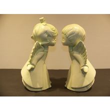 Kissing Choir Angels Ceramic Figurines 1980 Vintage Christmas