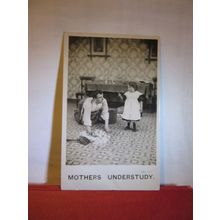 MOTHER'S UNDERSTUDY, BAMFORTH humour.. used antique postcard 1907 pm =