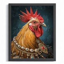 King Rooster Painting Royal Cock Portrait Vintage Renaissance Animal Wall Art (3
