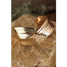 Gold Textured Crossover Metal Cuff Bracelet