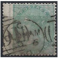 1856 SG73 1/- Pale Green Watermark Emblems Good Used Wing Margin...