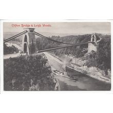 Clifton Bridge with Paddle Steamer and Leigh Woods Bristol Postcard