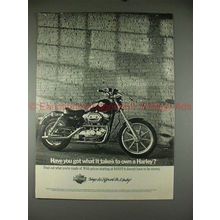 1989 Harley Davidson Sportster 883 Motorcycle Ad, NICE!