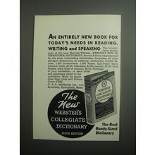 1937 Webster's Collegiate Dictionary Ad - entirely new book for today's needs