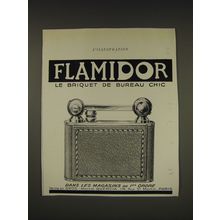1938 Flamidor Lighter Ad - in French - Flamidor le briquet de bureau chic