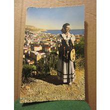 GIRL IN LOCAL COSTUME, NICE, FRANCE. unused vintage postcard