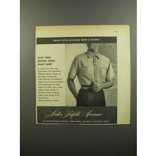 1953 Saks Fifth Avenue Border Stripe Sport Shirt Advertisement
