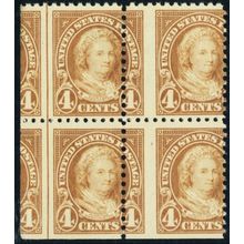 556, Mint LH 4¢ Martha RARE Misperf Error Block of Four Stamps - Stuart Katz