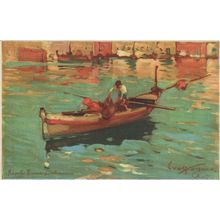 Napoli Rowing Boat Antique Oilette Italian Postcard