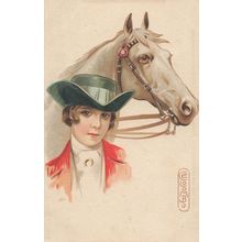 Italian Fox Hunting Equestrian Lady WW1 Antique Glamour Postcard