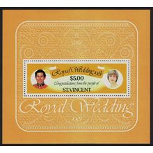 St. Vincent Charles and Diana Royal Wedding MS 1981 MNH SG#MS674
