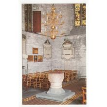 The Norman Font Brecon Cathedral Postcard Wales R4047