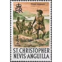 St Kitts Nevis QEII 1970 ½c Pirates & Treasure Mounted Mint MM SG 206 Stamp