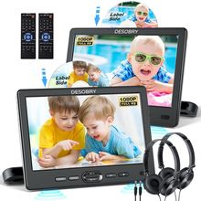 Car DVD Player Dual Screen with Headrest Mount, DESOBRY 10.5" Portable DVD Playe