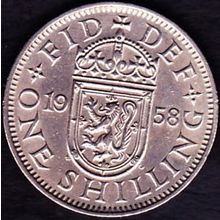 1958 Great Britain 1 Shilling Coin Scottish