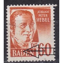 GERMANY Alliiert Franz. Zone [Baden] MiNr 0010 PF II ( O/used ) [01] Plattenfehl
