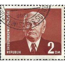 DDR, State President Wilhelm Pieck, red-brown 1950, 2DM, #2
