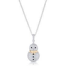 35 ct CZ Two-Tone Snowman Pave Holiday Pendant