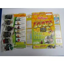 Kelloggs 2003 Honey Loops Creature Comforts Empty Cereal Box Set of Toys Sealed