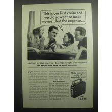 1937 Kodak Cine-Kodak Eight Movie Camera Ad - This is our first cruise