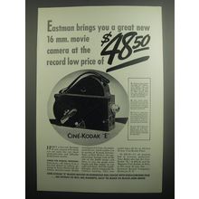 1937 Kodak Cine-Kodak E Movie Camera Ad