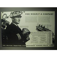 1937 Cunard White Star Cruise Ad - On watch for nearly a century
