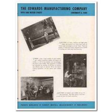 Edwards Mfg Company 1945 vintage metal catalog press brakes welders